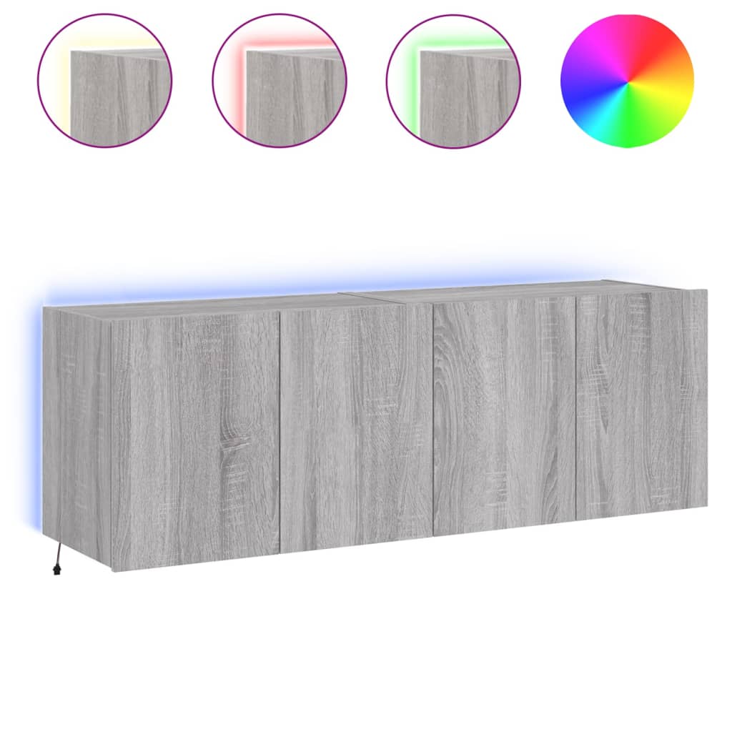 TV wall cabinets with LED lights 2 pcs. Gray Sonoma 60x35x41 cm