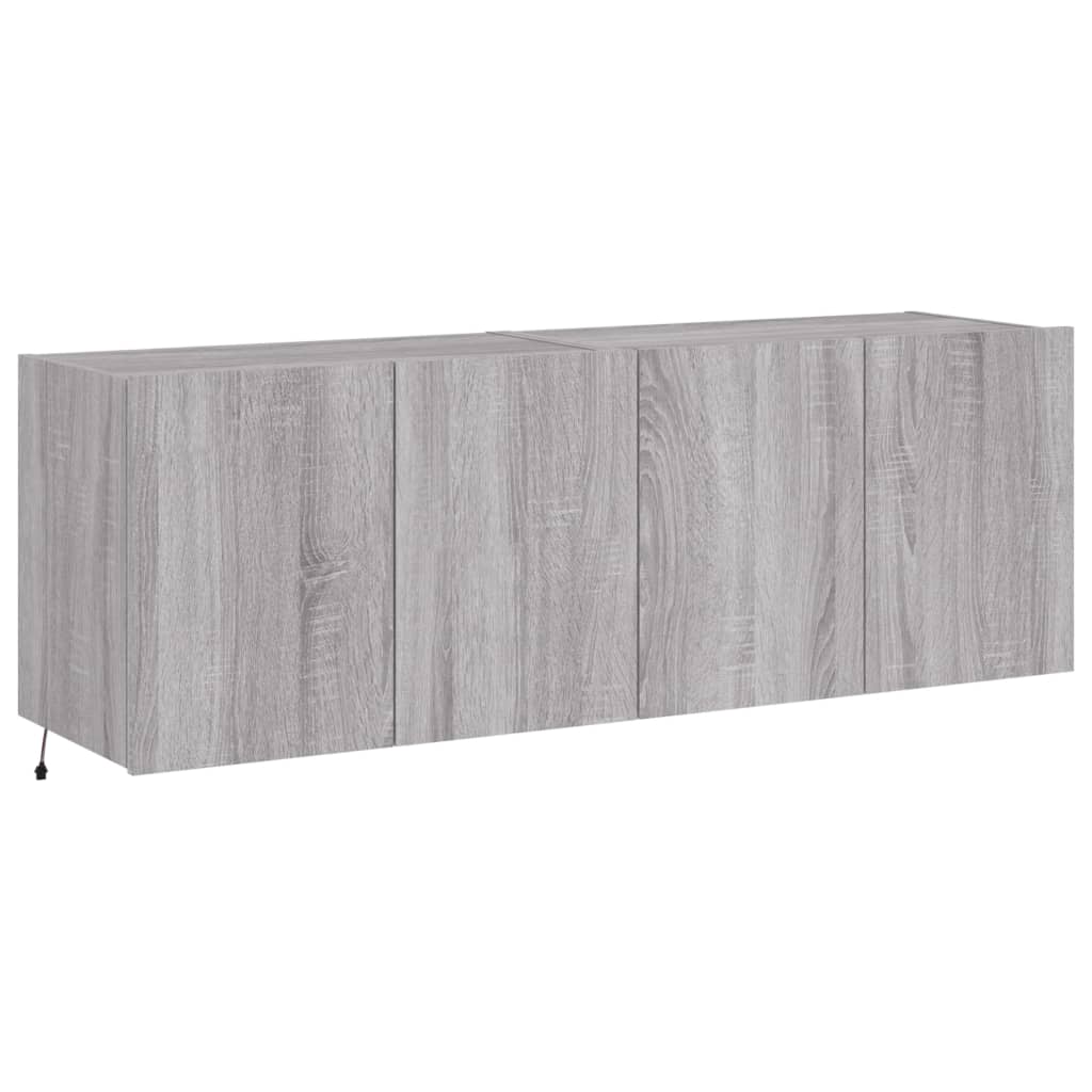 TV wall cabinets with LED lights 2 pcs. Gray Sonoma 60x35x41 cm