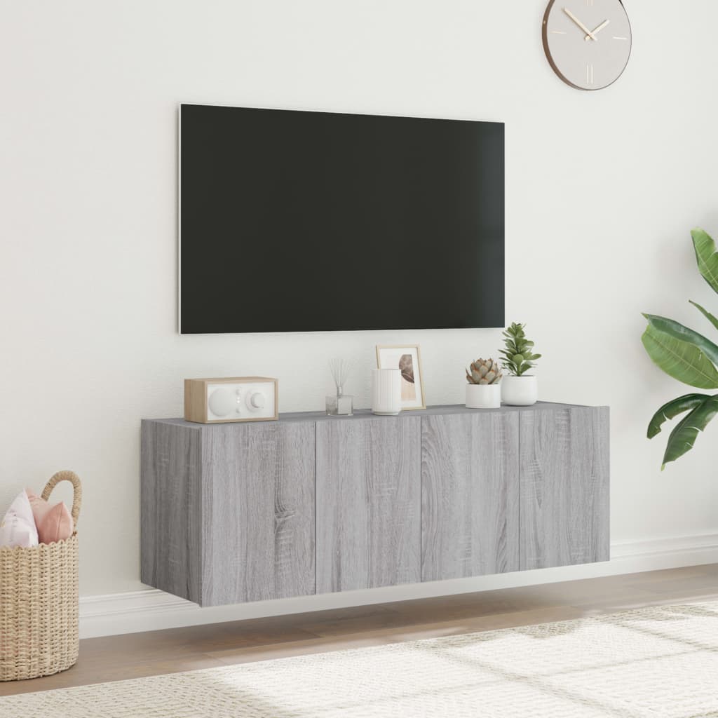TV wall cabinets with LED lights 2 pcs. Gray Sonoma 60x35x41 cm