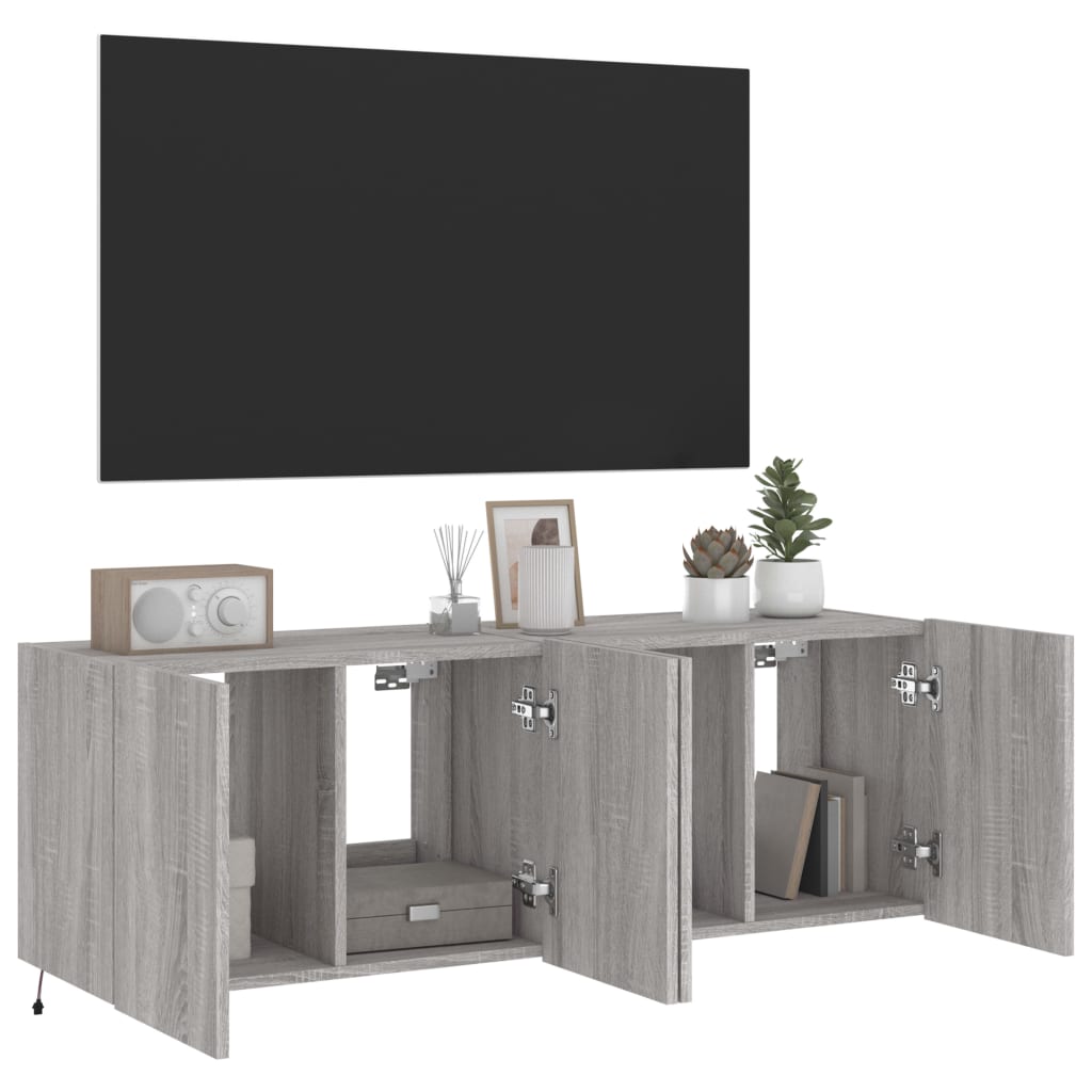 TV wall cabinets with LED lights 2 pcs. Gray Sonoma 60x35x41 cm