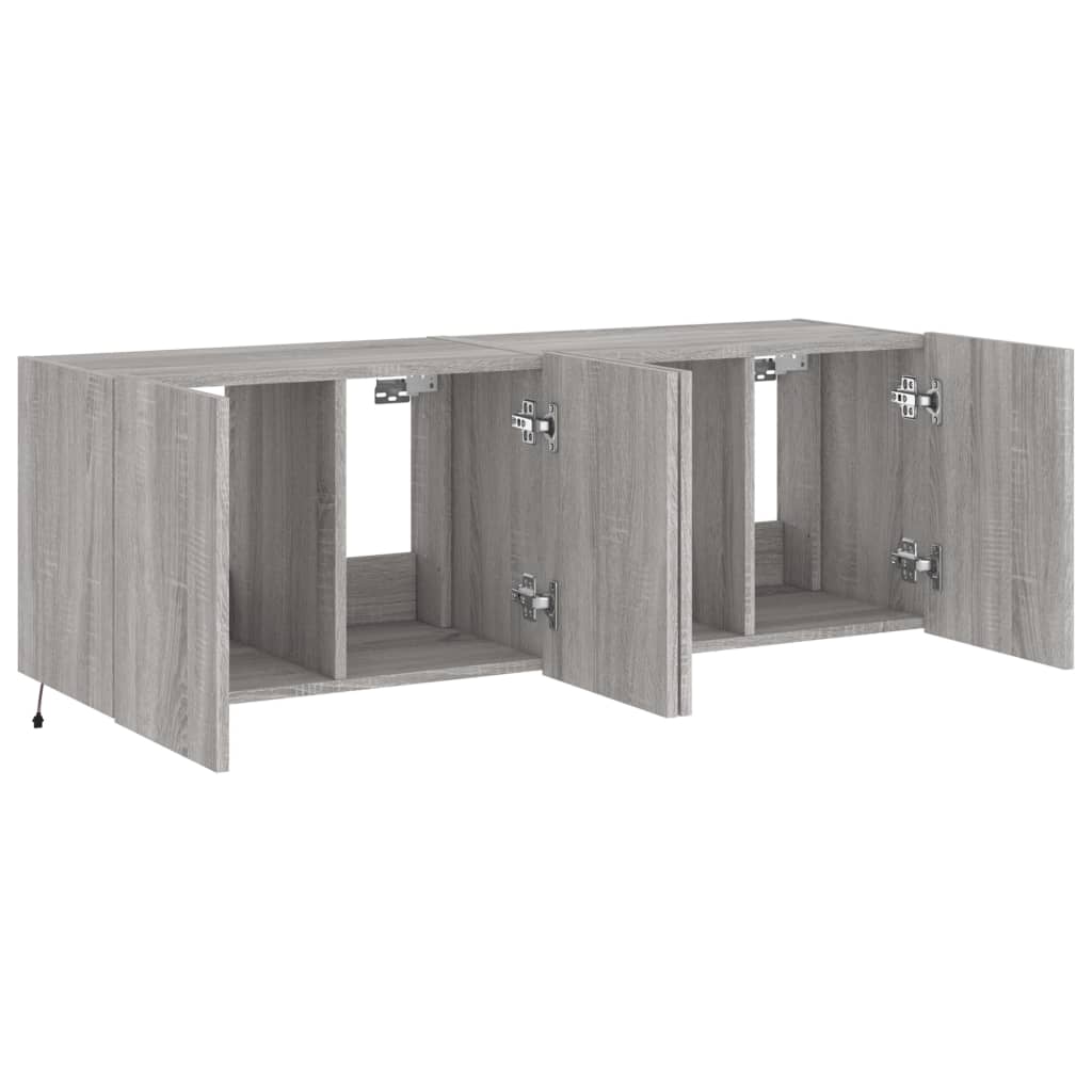 TV wall cabinets with LED lights 2 pcs. Gray Sonoma 60x35x41 cm