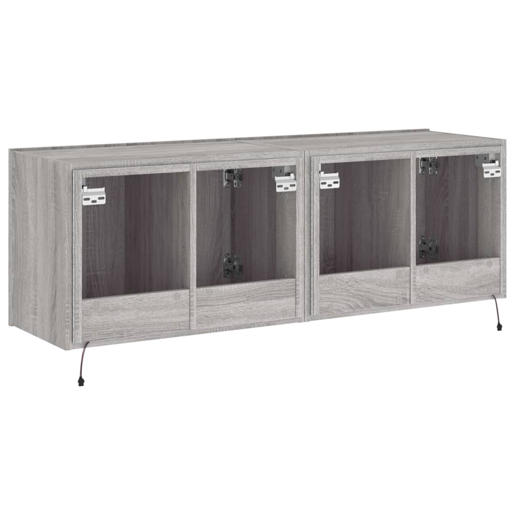 TV wall cabinets with LED lights 2 pcs. Gray Sonoma 60x35x41 cm