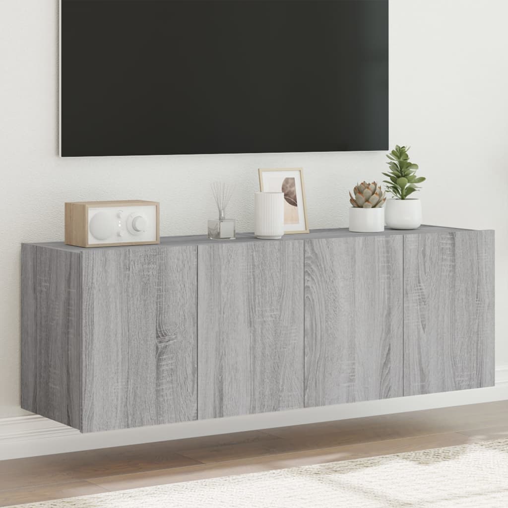 TV wall cabinets with LED lights 2 pcs. Gray Sonoma 60x35x41 cm