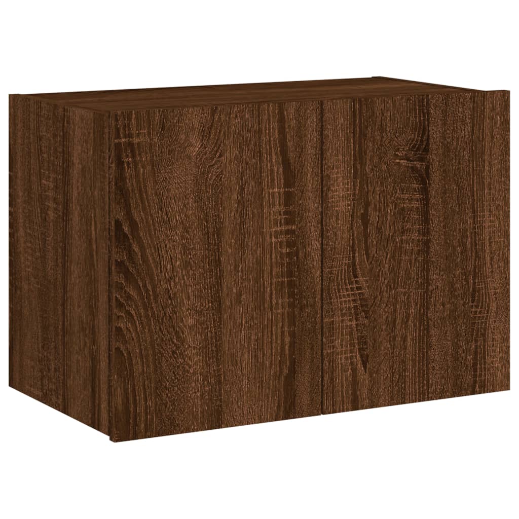 TV wall cabinet with LED lights brown oak look 60x35x41 cm