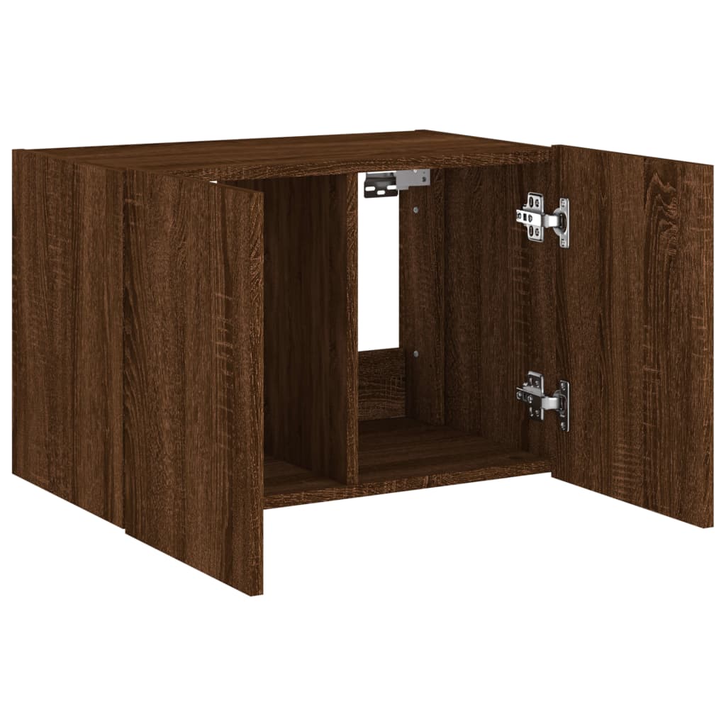 TV wall cabinet with LED lights brown oak look 60x35x41 cm