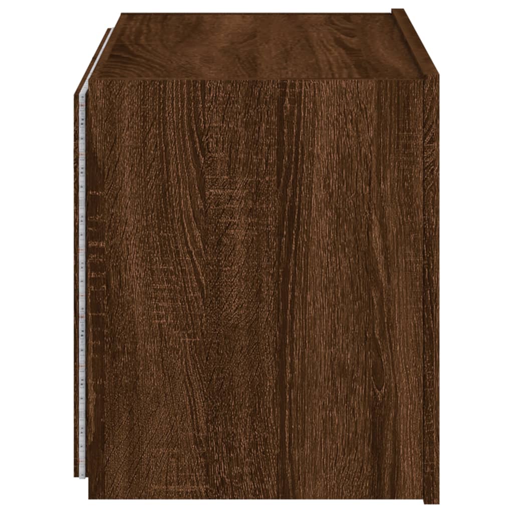 TV wall cabinet with LED lights brown oak look 60x35x41 cm