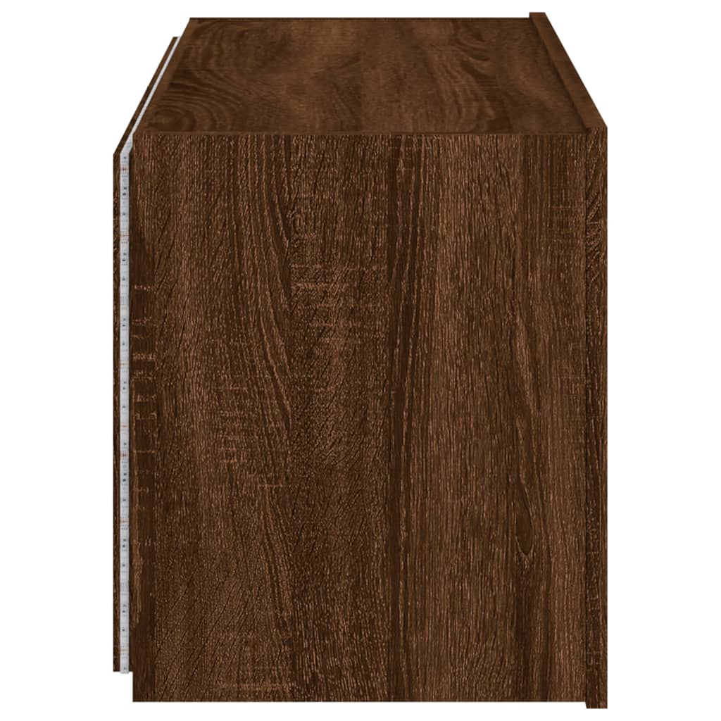 TV wall cabinet with LED lights brown oak look 80x35x41 cm
