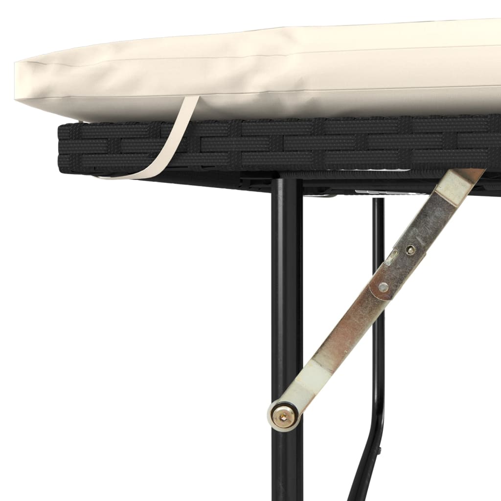 Garden Sofa with Cushions 2-Seater Black Poly Rattan