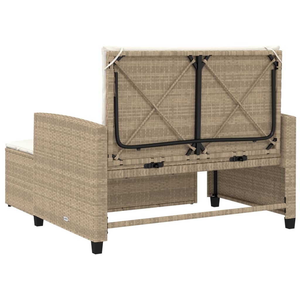Garden Sofa with Cushions 2-Seater Beige Poly Rattan
