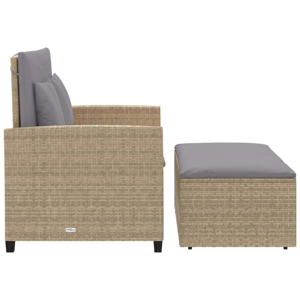 Garden Sofa with Cushions 2-Seater Beige Poly Rattan