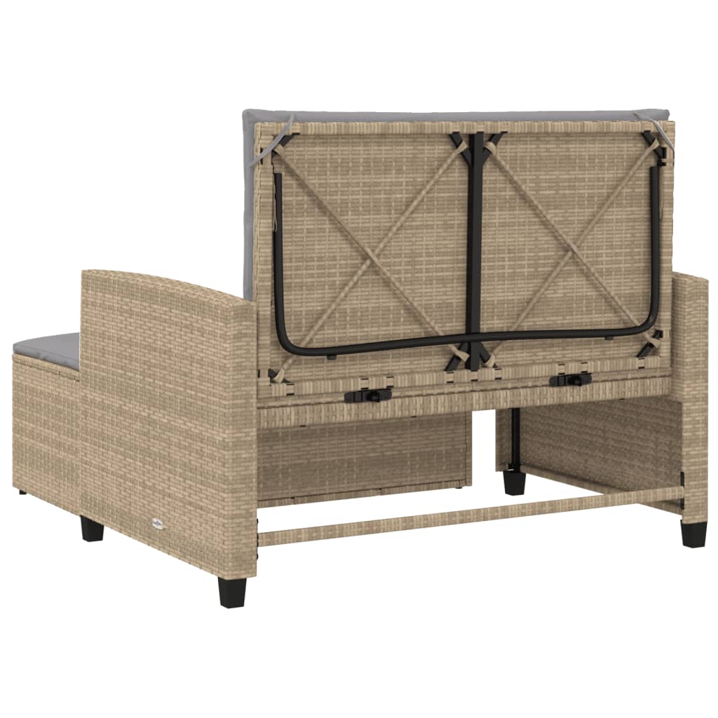 Garden Sofa with Cushions 2-Seater Beige Poly Rattan