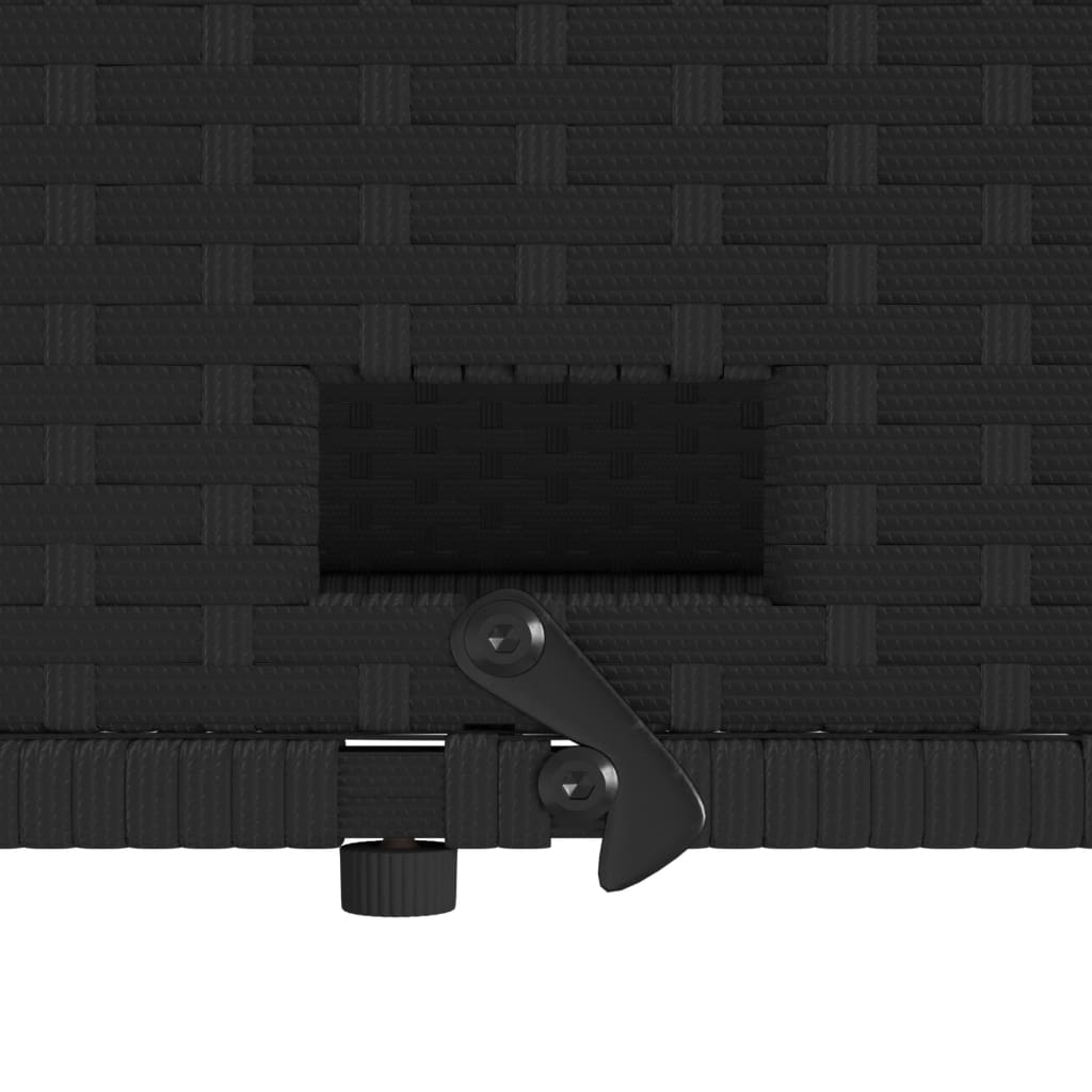 Garden Sofa with Cushions 2-Seater Black Poly Rattan&Acacia Wood