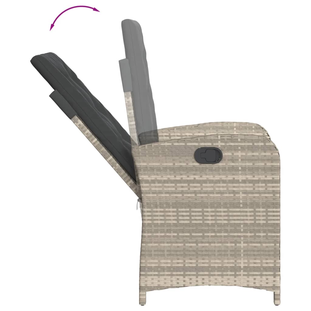3-tlg. Bistro-Set mit Kissen Hellgrau Poly Rattan
