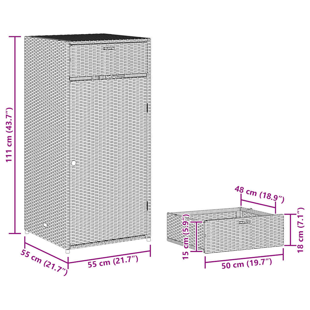 Gartenschrank Braun 55x55x111 cm Poly Rattan