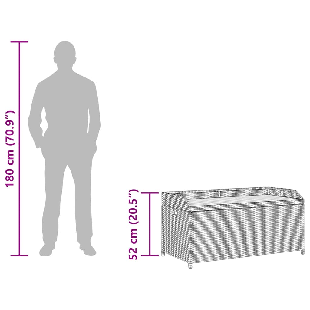 Bank mit Stauraum Grau 100x50x52 cm Poly Rattan Akazienholz