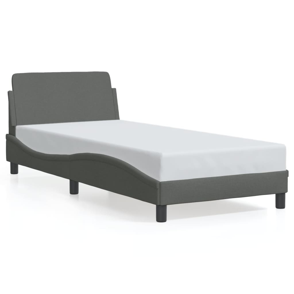 Bed frame without mattress dark grey 80x200 cm fabric
