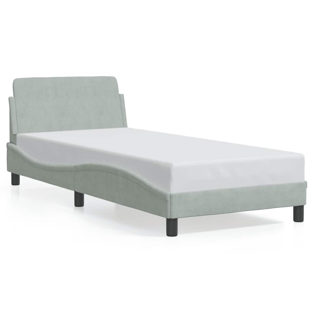 Bed frame without mattress light grey 80x200 cm velvet