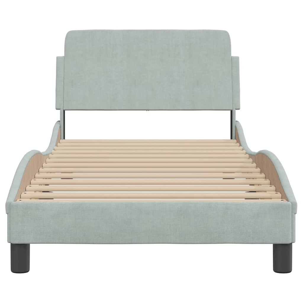 Bed frame without mattress light grey 80x200 cm velvet