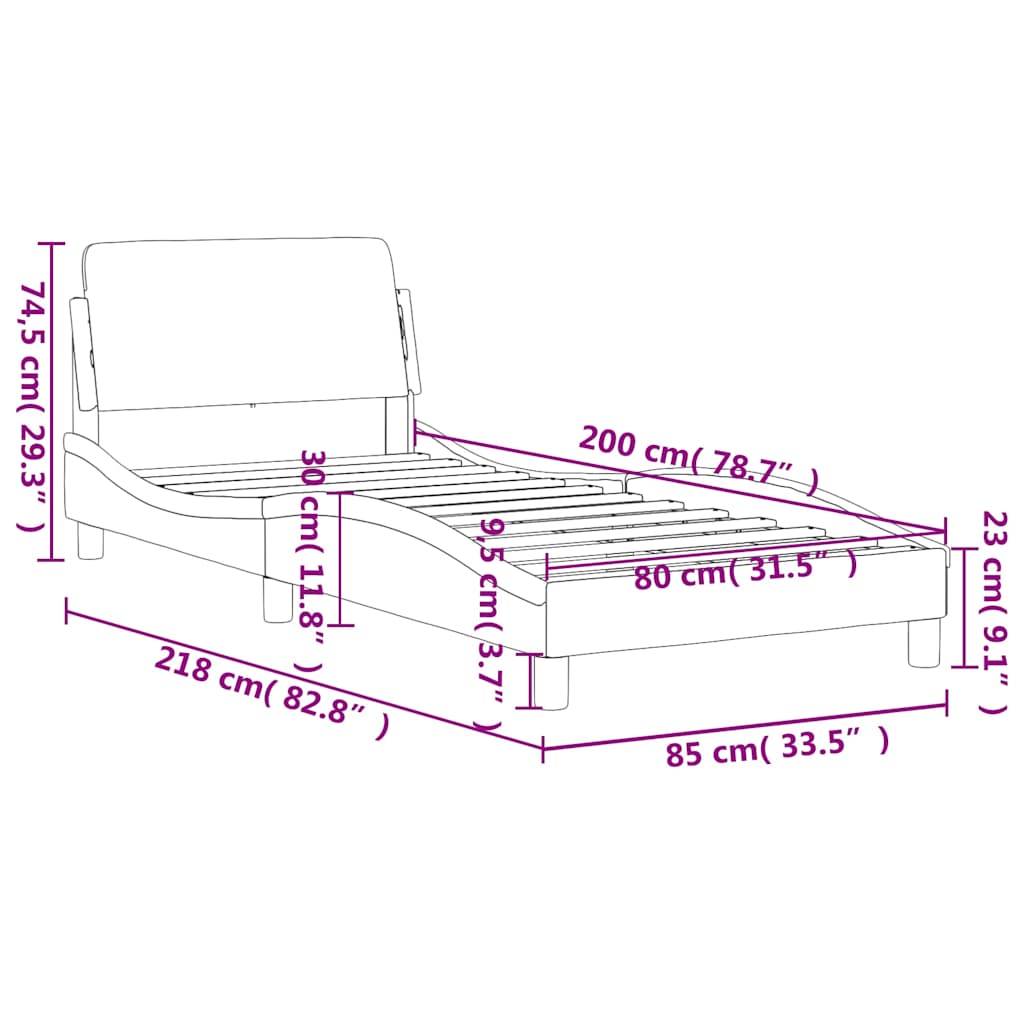 Bed frame without mattress light grey 80x200 cm velvet