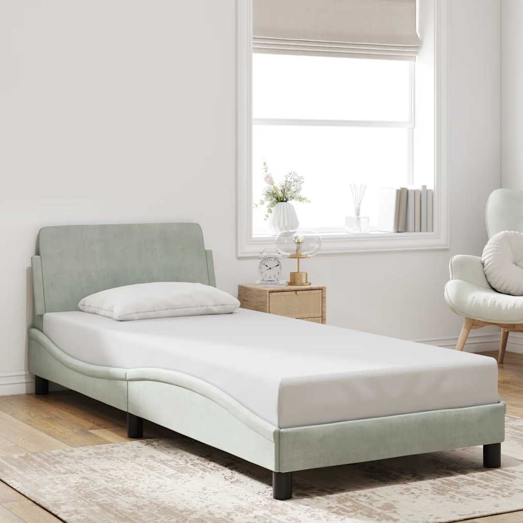 Bed frame without mattress light grey 80x200 cm velvet