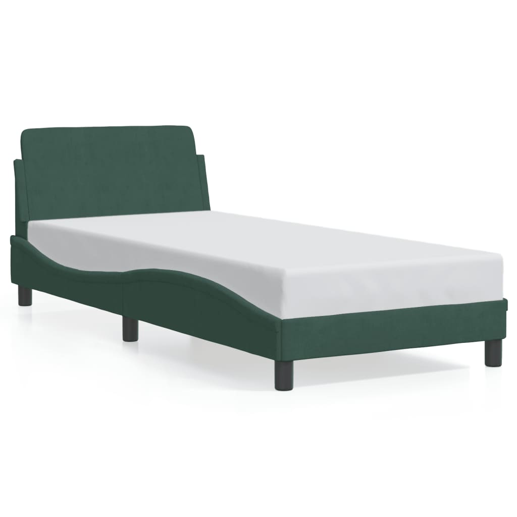 Bed frame without mattress dark green 80x200 cm velvet
