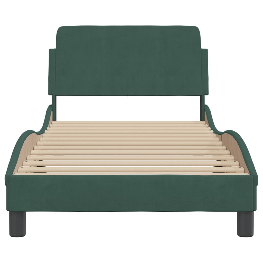 Bed frame without mattress dark green 80x200 cm velvet