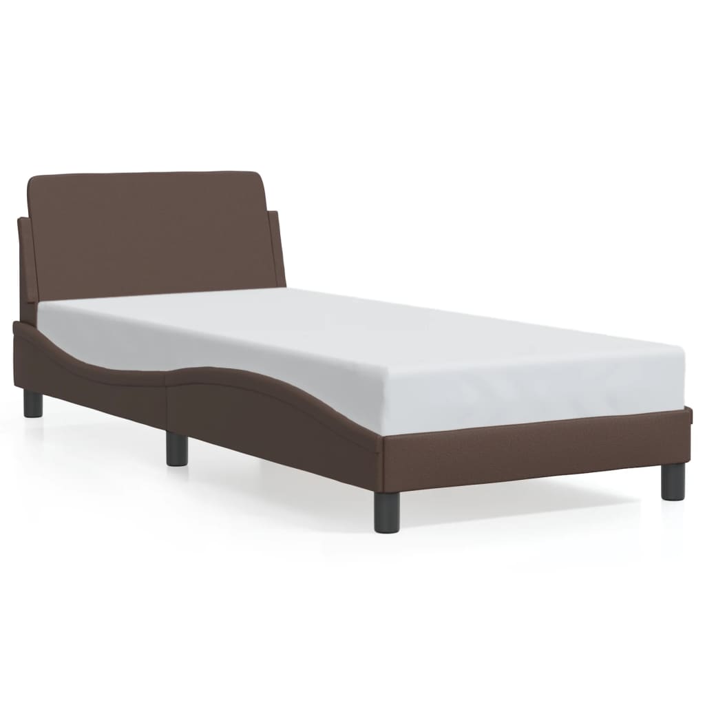Bed frame with headboard brown 80x200 cm artificial leather