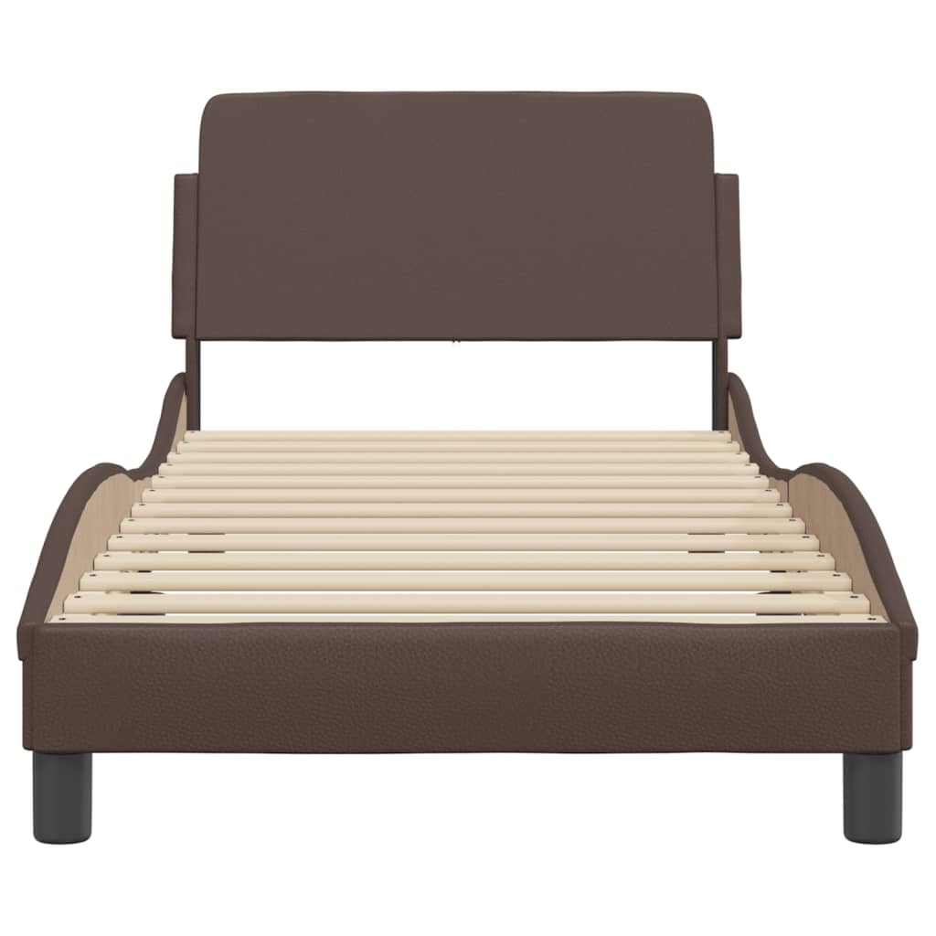 Bed frame with headboard brown 80x200 cm artificial leather