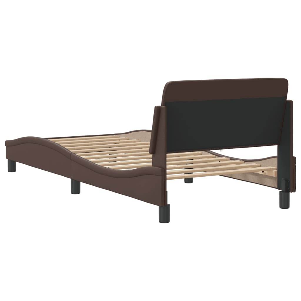 Bed frame with headboard brown 80x200 cm artificial leather
