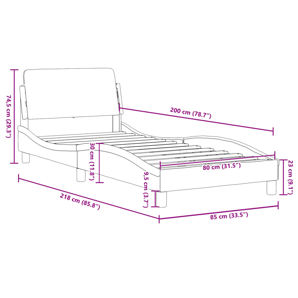 Bed frame with headboard brown 80x200 cm artificial leather