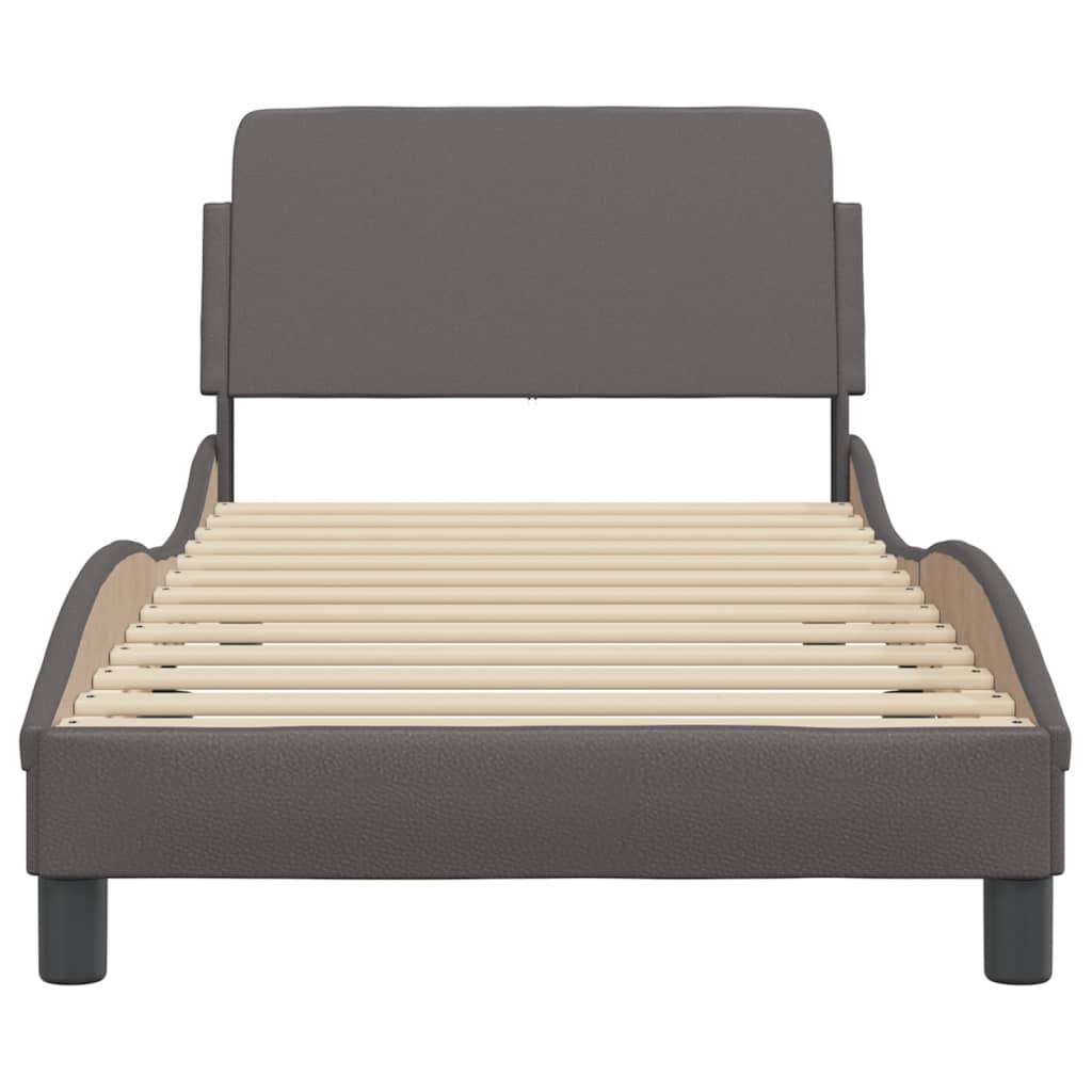 Bed frame with headboard gray 80x200 cm artificial leather