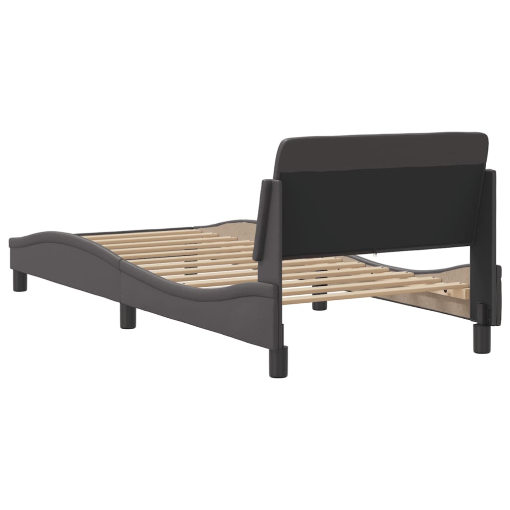 Bed frame with headboard gray 80x200 cm artificial leather