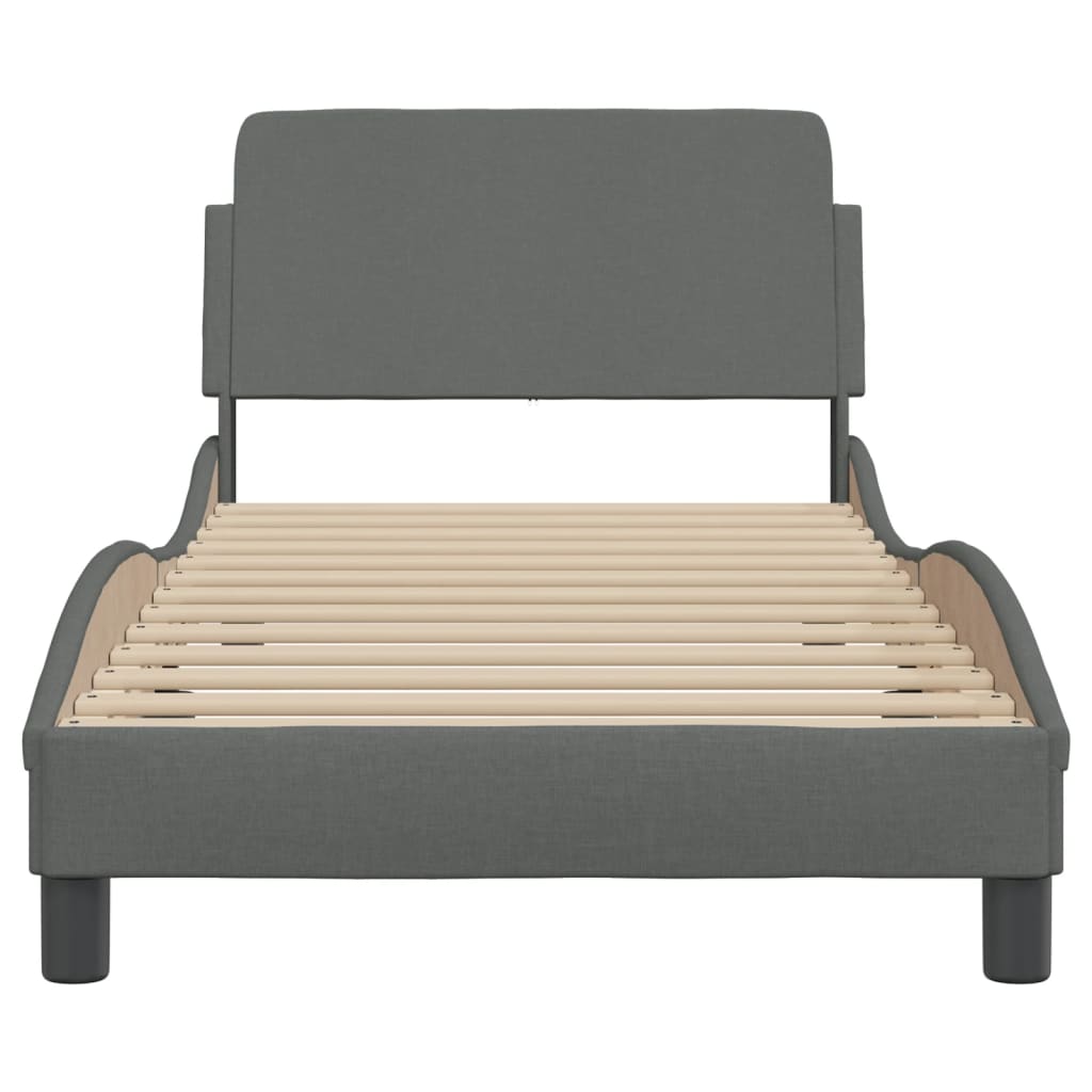 Bed frame without mattress dark grey 90x190 cm fabric