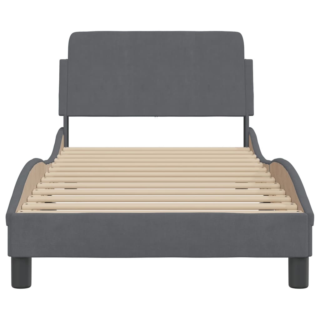 Bed frame without mattress dark grey 90x190 cm velvet