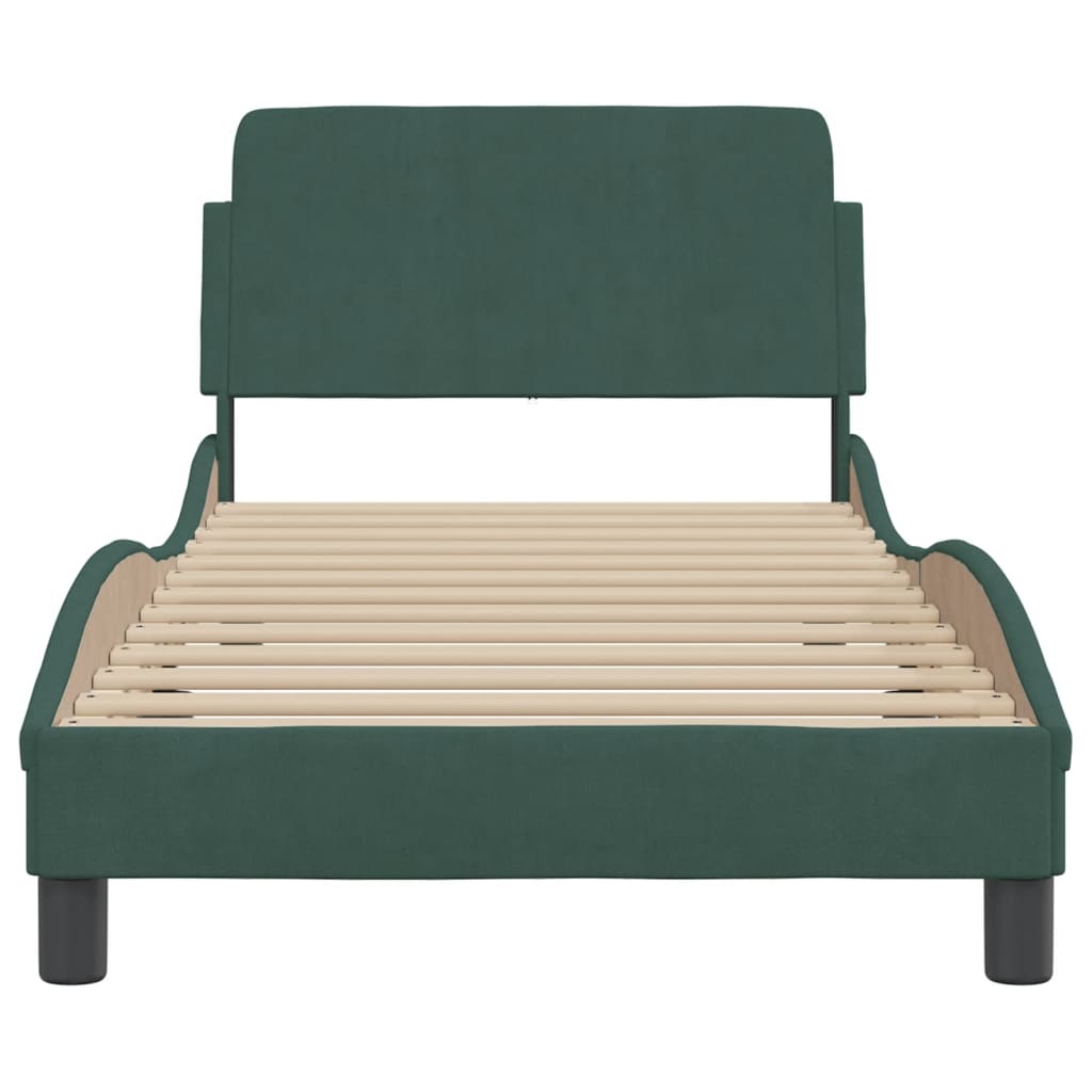 Bed frame without mattress dark green 90x190 cm velvet