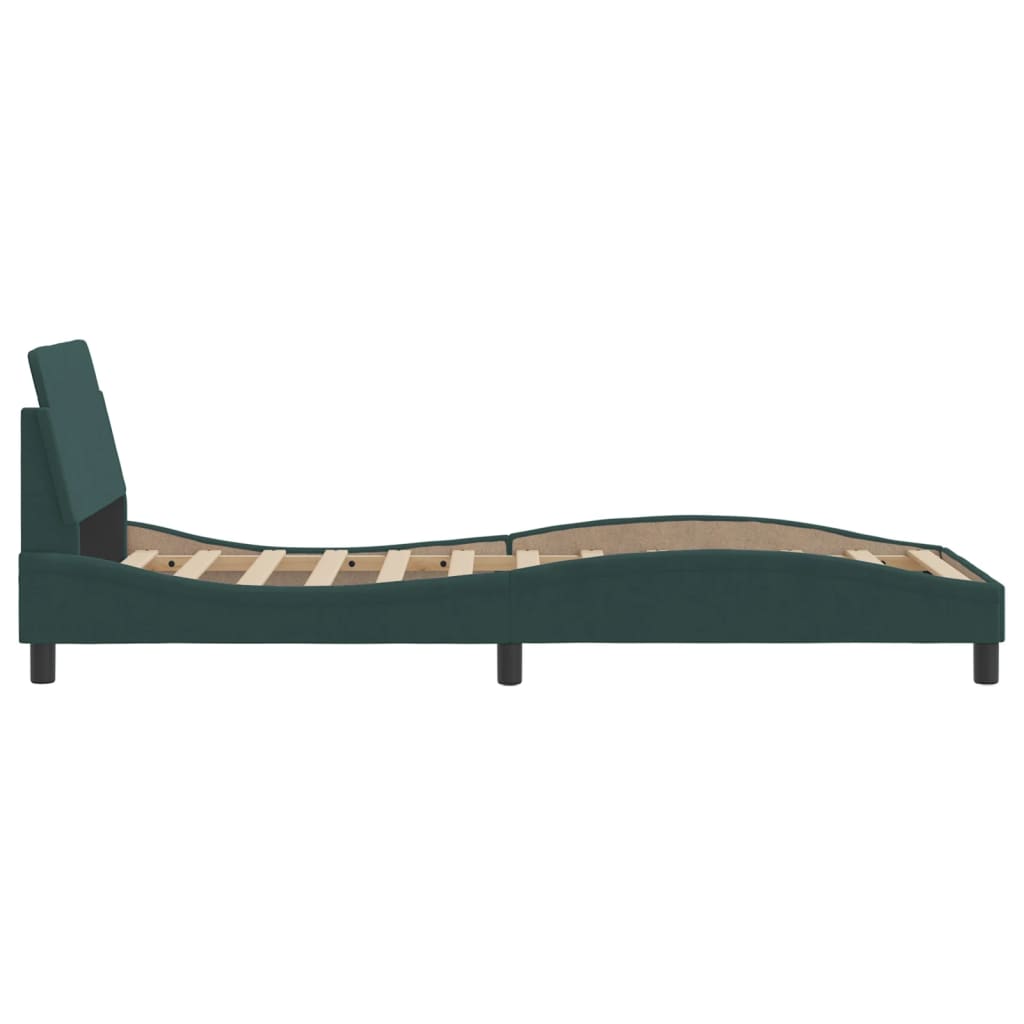 Bed frame without mattress dark green 90x190 cm velvet