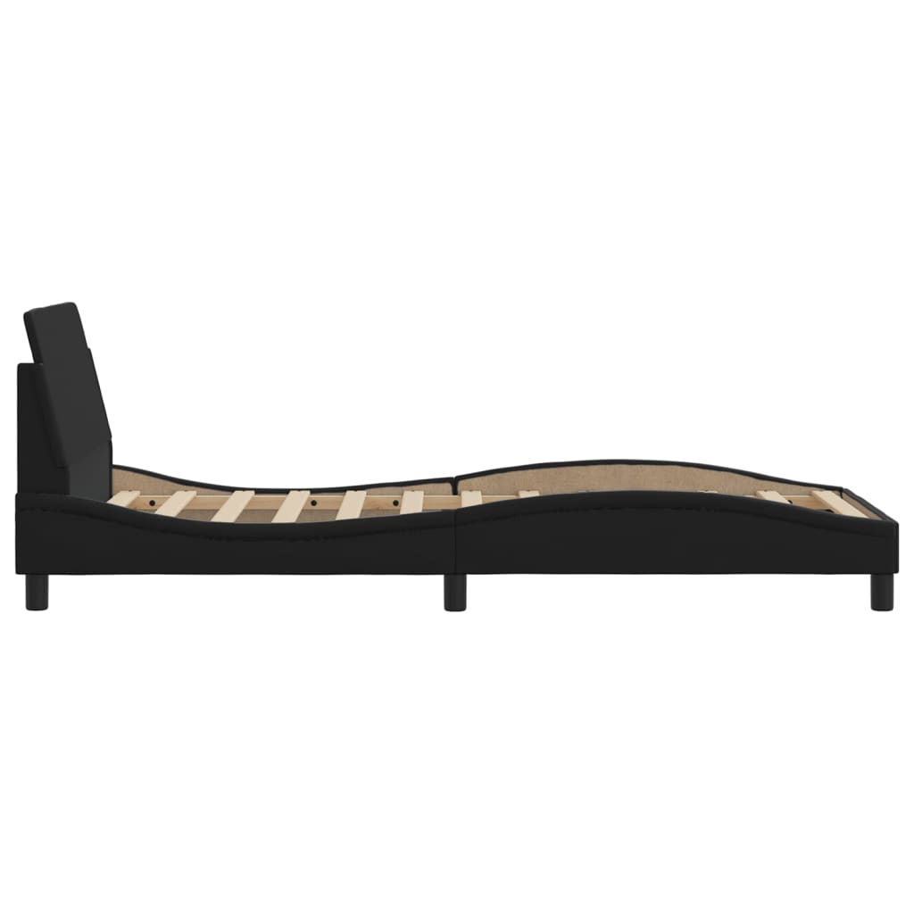 Bed frame with headboard black 90x190 cm artificial leather