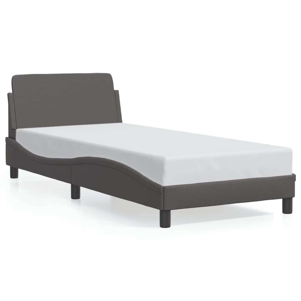 Bed frame with headboard gray 90x190 cm artificial leather