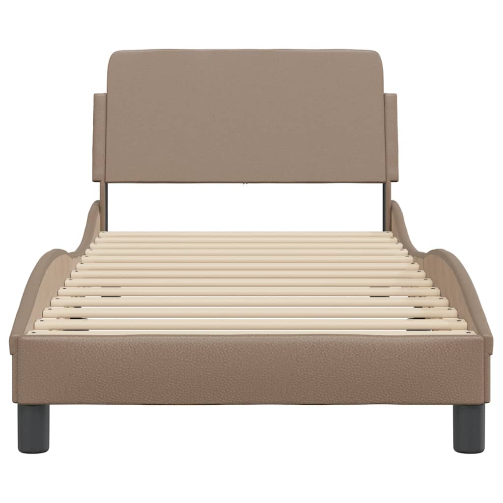 Bed frame with headboard cappuccino brown 90x190 cm artificial leather