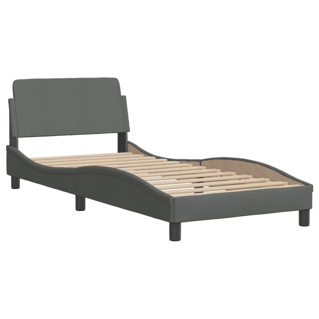 Bed frame without mattress dark grey 90x200 cm fabric