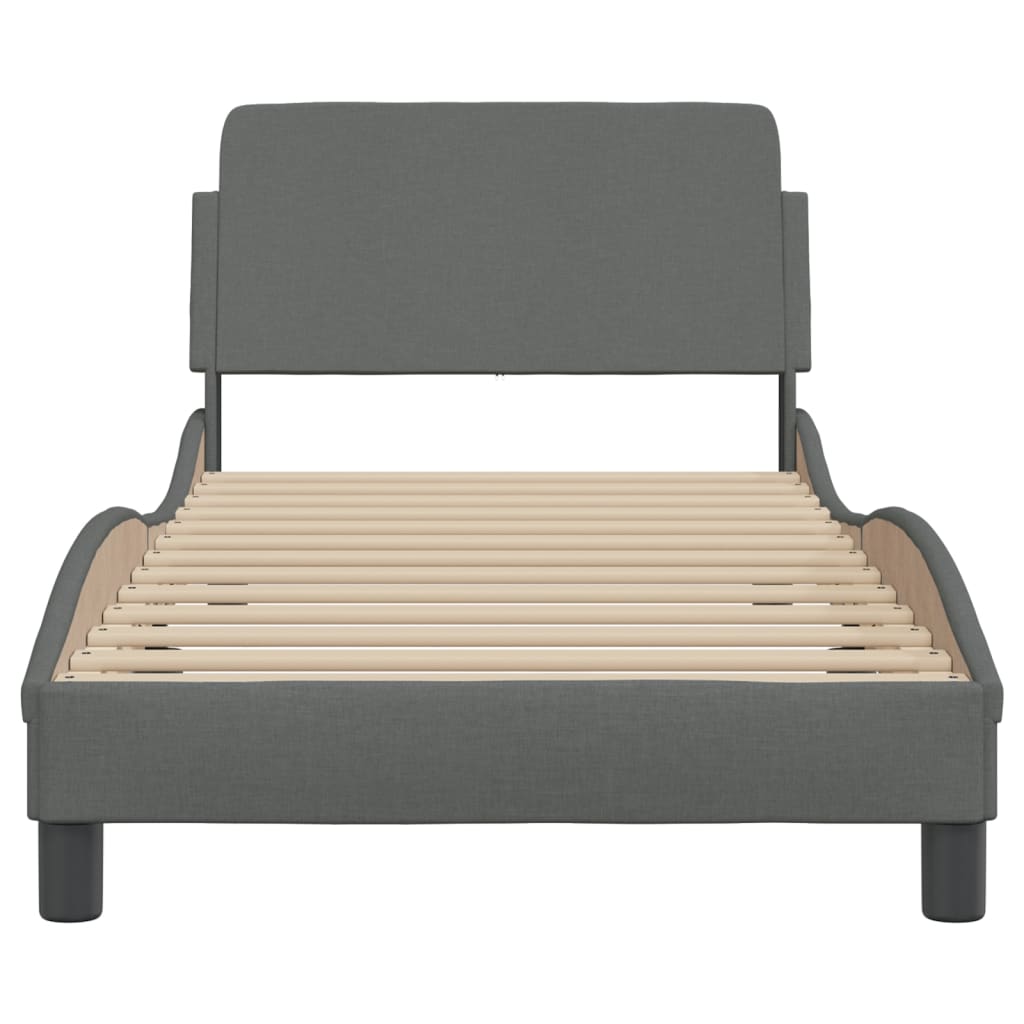 Bed frame without mattress dark grey 90x200 cm fabric