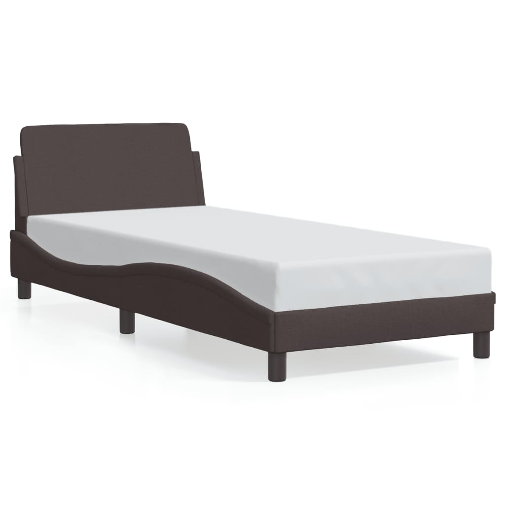 Bed frame without mattress dark brown 90x200 cm fabric