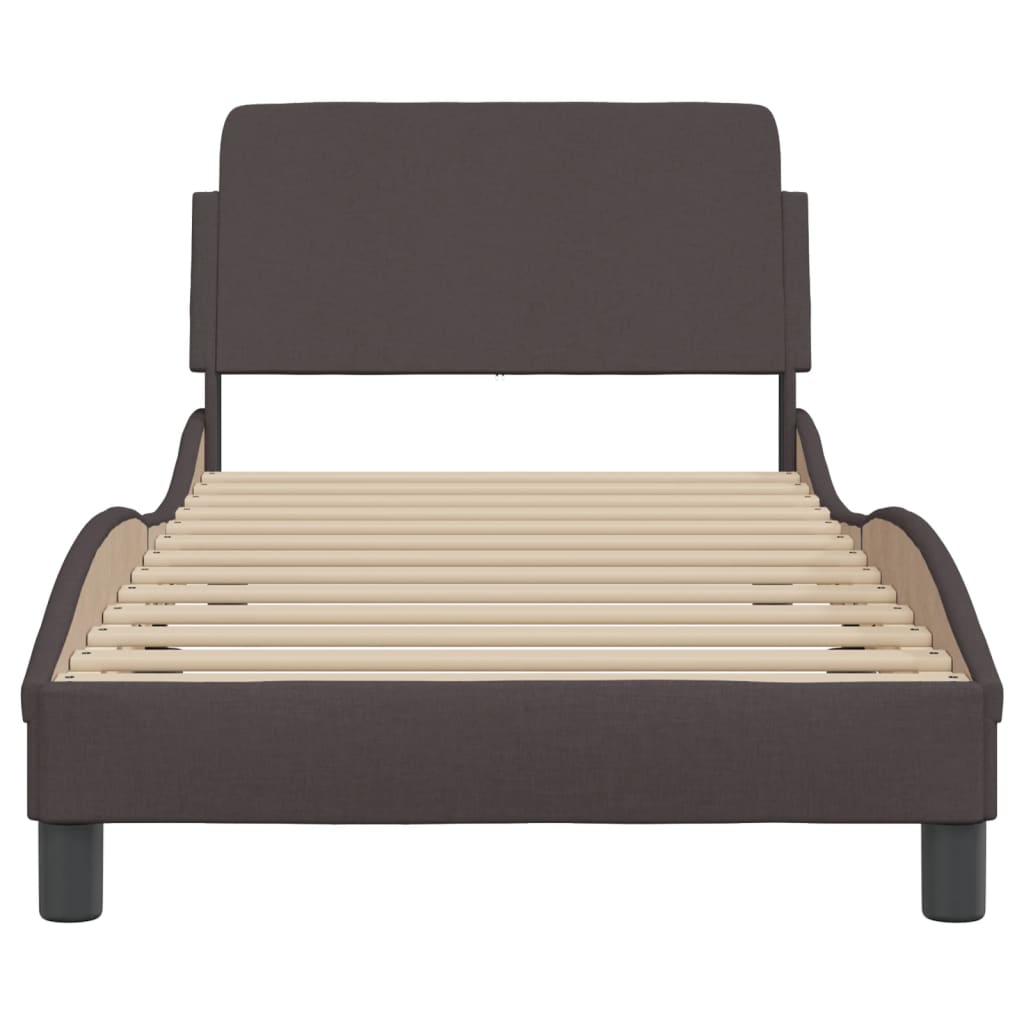 Bed frame without mattress dark brown 90x200 cm fabric