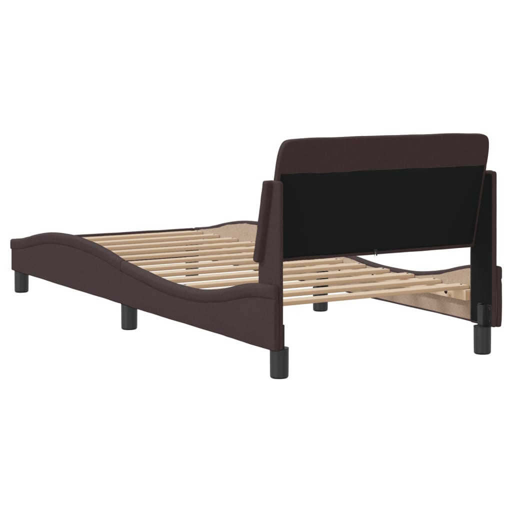 Bed frame without mattress dark brown 90x200 cm fabric