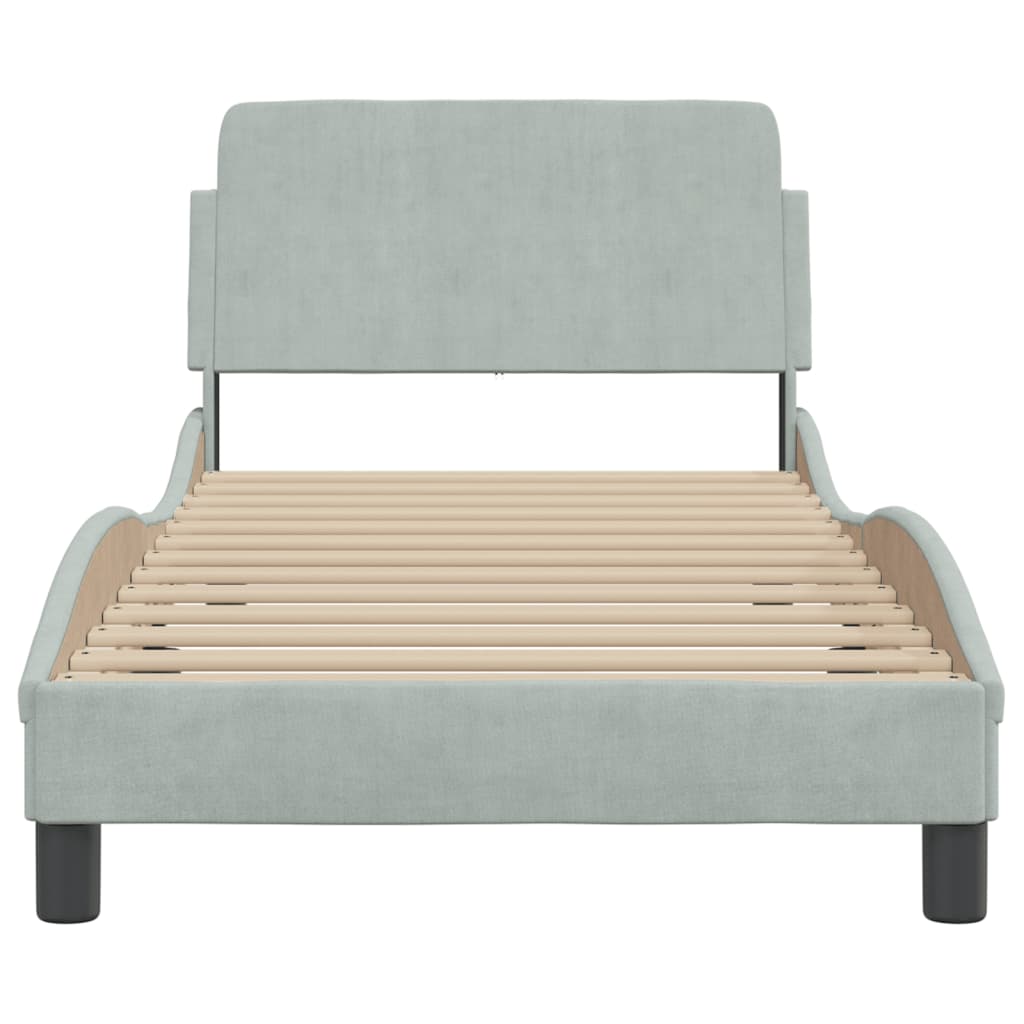 Bed frame without mattress light grey 90x200 cm velvet