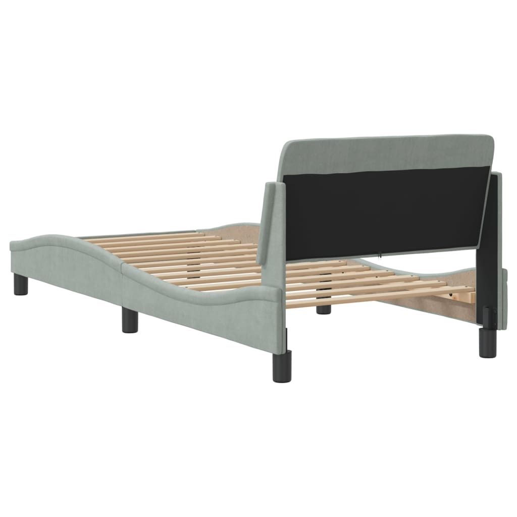 Bed frame without mattress light grey 90x200 cm velvet
