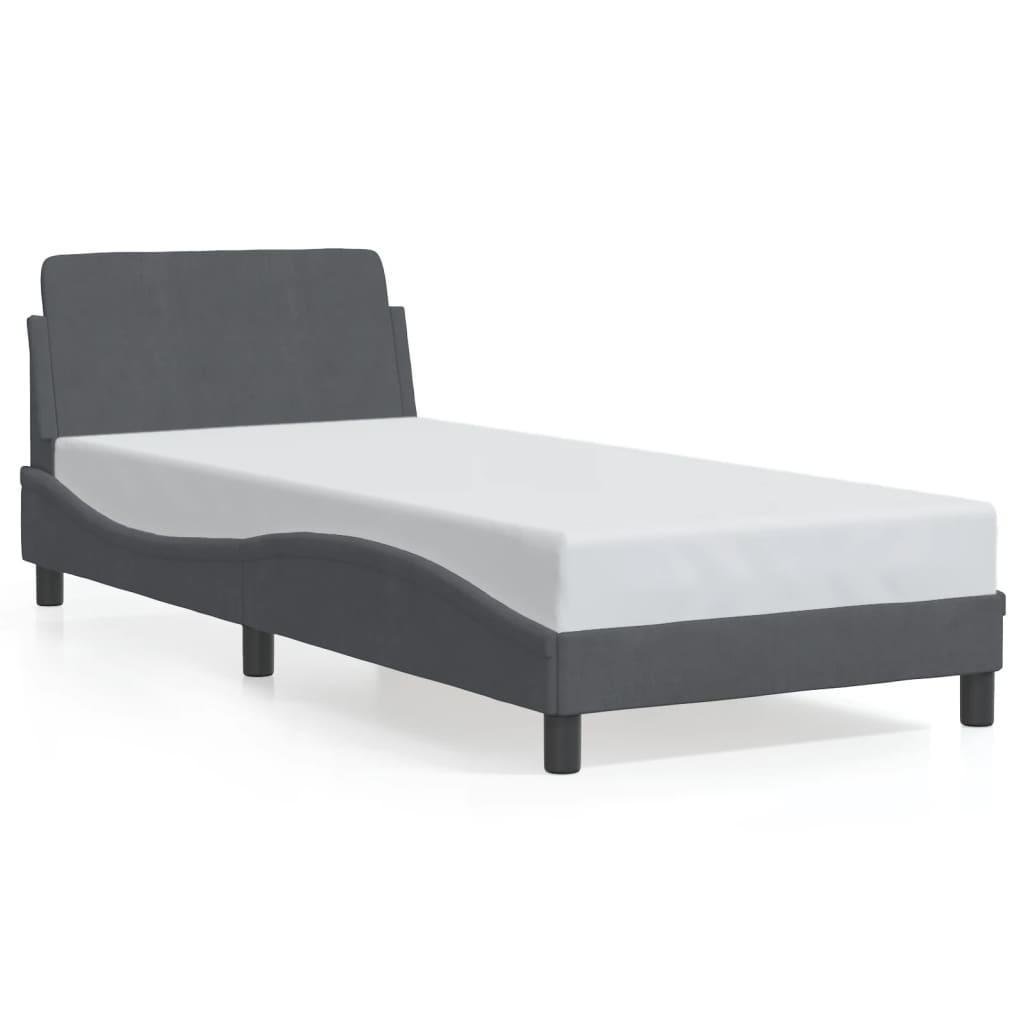 Bed frame without mattress dark grey 90x200 cm velvet