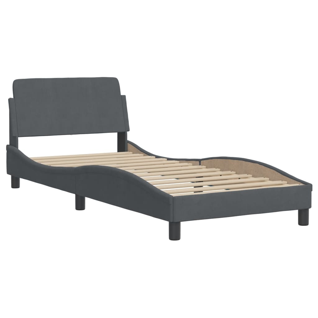 Bed frame without mattress dark grey 90x200 cm velvet