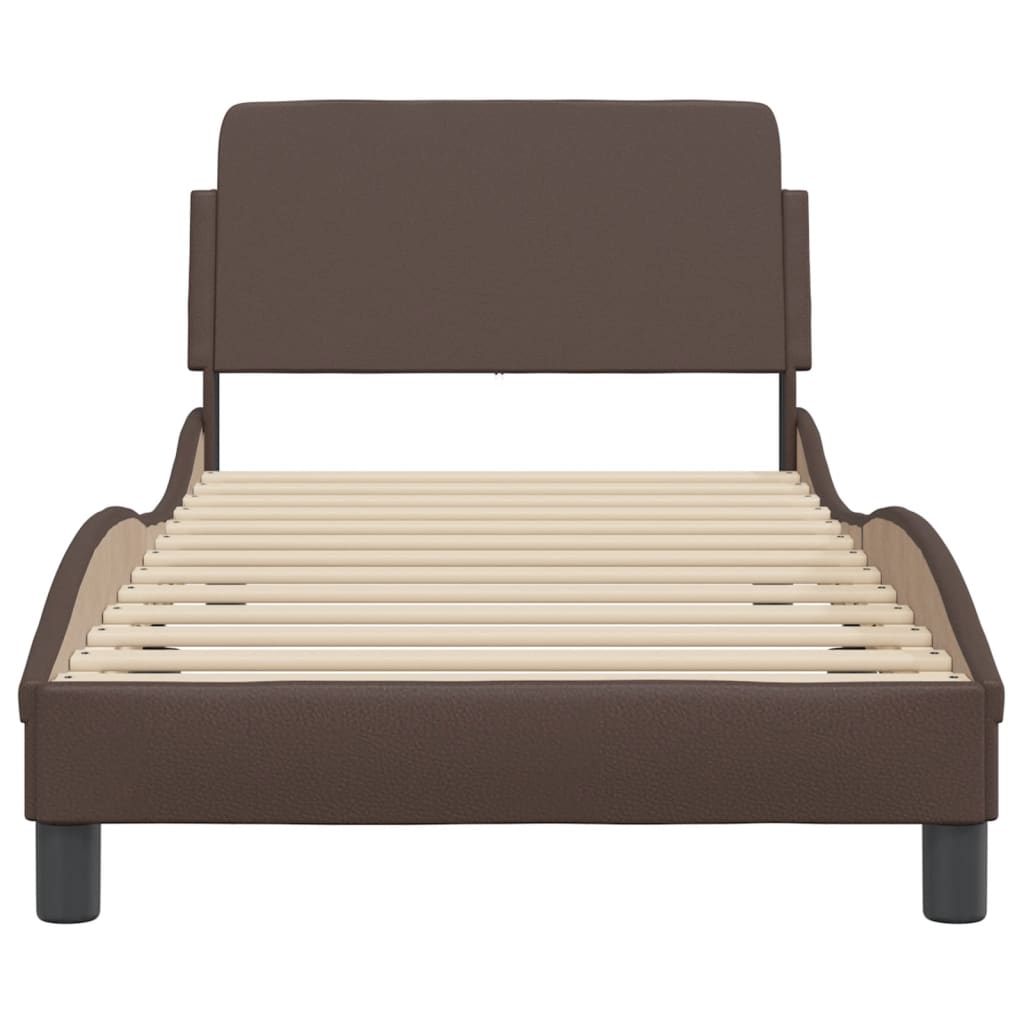 Bed frame with headboard brown 90x200 cm artificial leather