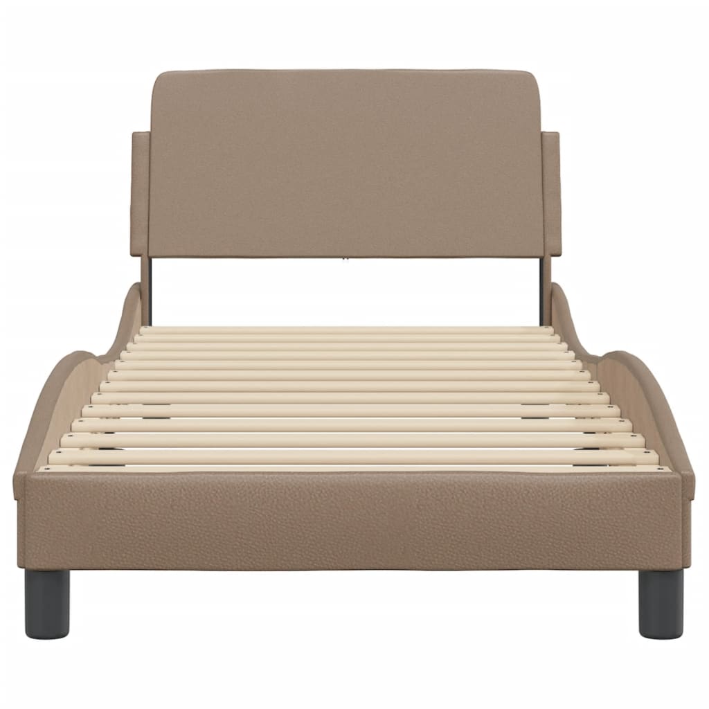 Bed frame with headboard cappuccino brown 90x200 cm artificial leather